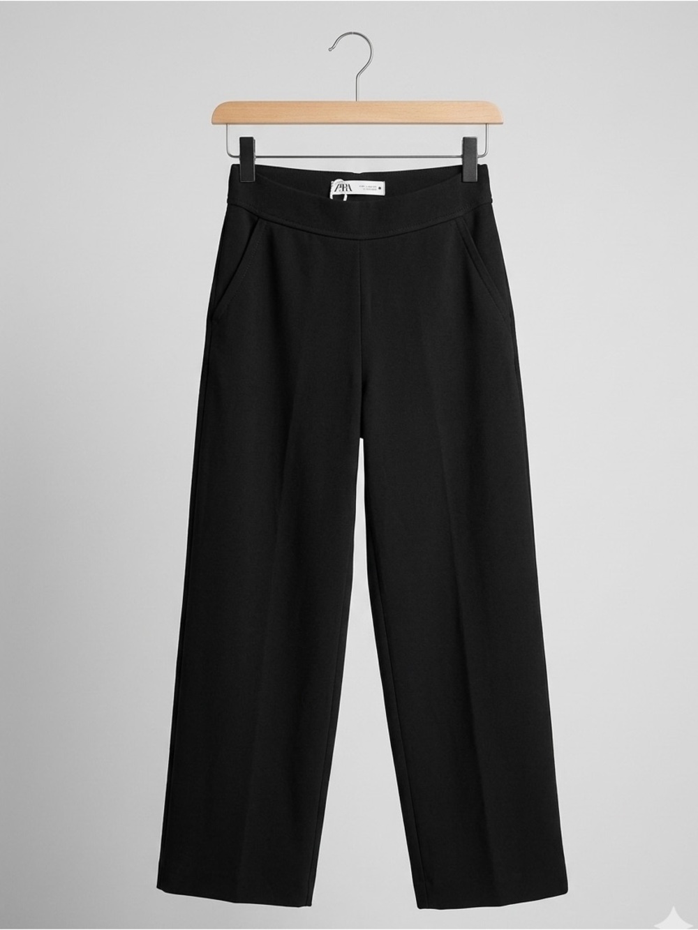 Zara Girls Black Wide-Leg Soft Pull-On Pants with pockets - size 12